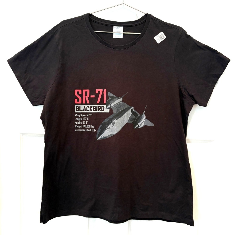 NWT!! SR-71 Blackbird Airplane Graphic T-Shirt Women's XL Port & Company Tee